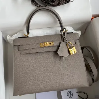 Hermes Epsom Kelly 25cm Sellier Ručně vyrobená šedá taška