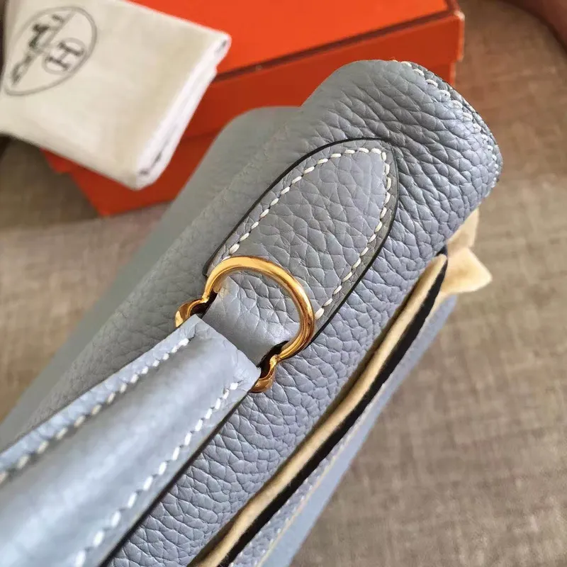 Hermes Blue Lin Clemence Kelly Retourne 32cm Ručně vyráběná taška