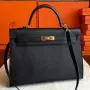 Hermes Black Epsom Kelly 35cm Ručně vyráběná taška