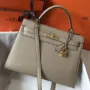 Hermès Šedá Epsom Kelly 32cm Sellier Taška