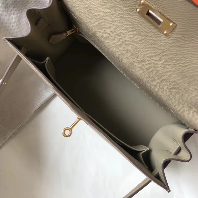 Hermès Šedá Epsom Kelly 32cm Sellier Taška