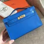 Hermes Blue Kelly Pochette Swift Ručně Vyrobená Taška