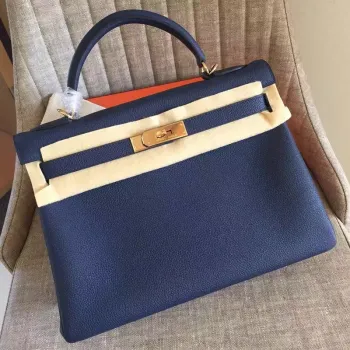 Hermes Sapphire Clemence Kelly Retourne 32cm Ručně vyráběná taška