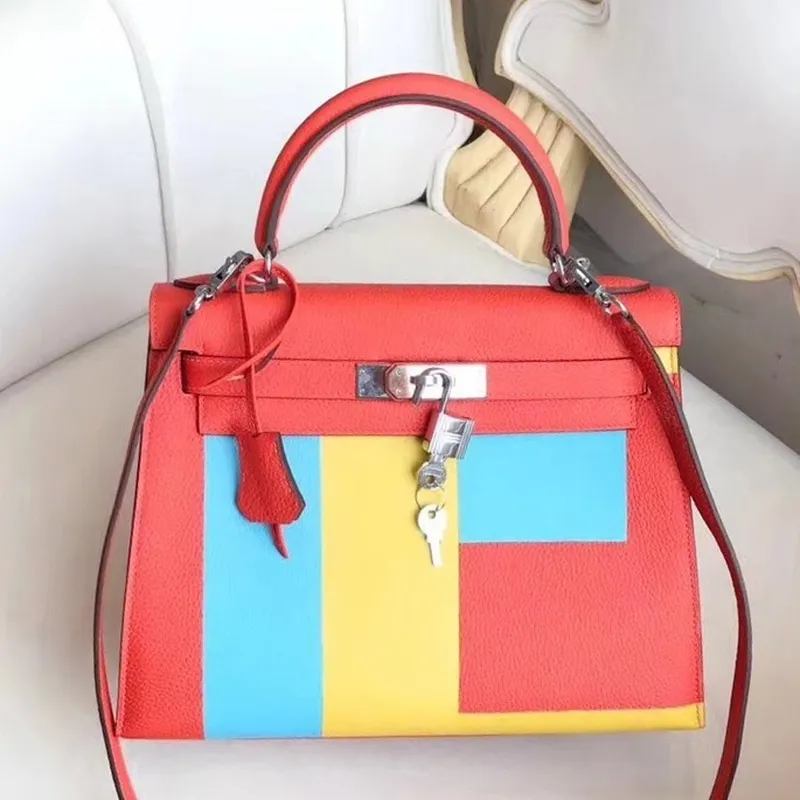 Hermes Multicolor Blocks Kelly 28cm Piment Taška