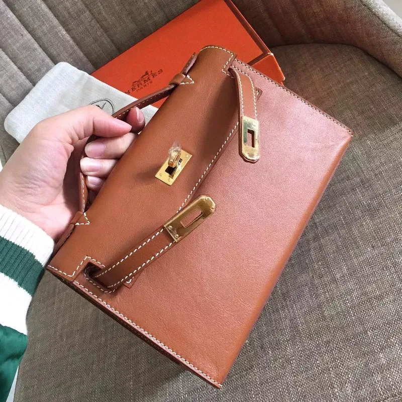 Hermes Gold Kelly Pochette Swift Ručně vyráběná taška