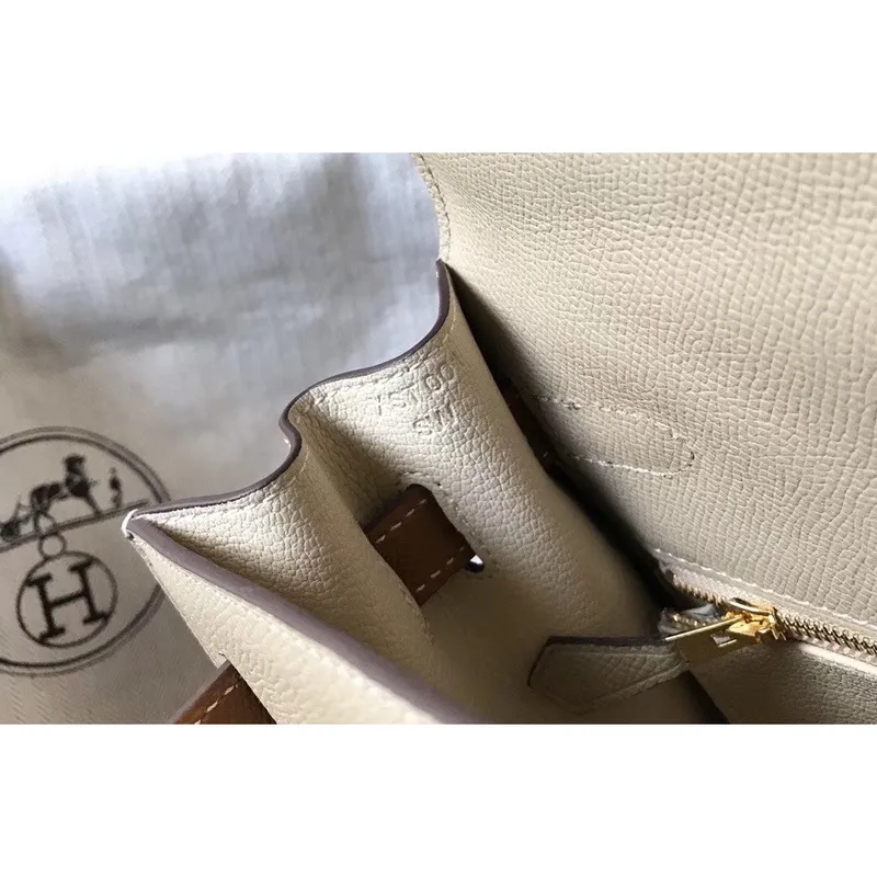 Hermes Bi color Kelly 32cm Epsom taška Tourterelle/Gold GHW