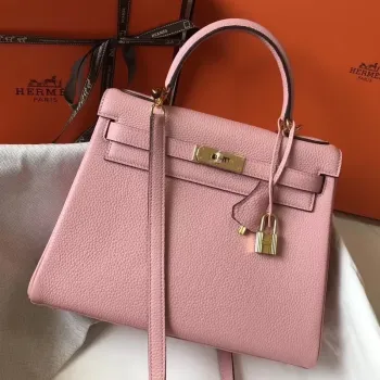 Hermes Růžová Clemence Kelly 28cm Taška