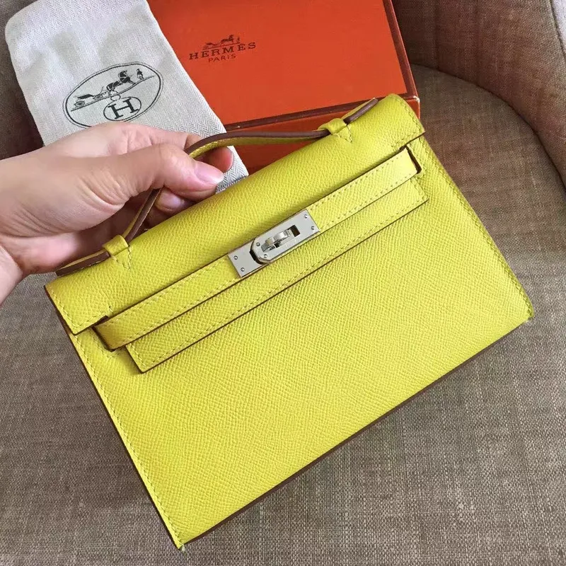 Hermes Žlutá Kelly Pochette Epsom Ručně vyrobená taška
