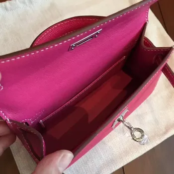 Hermes Rose Tyrien Epsom Kelly Mini II Ručně vyráběná taška