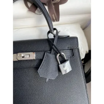 Hermes Epsom Kelly 25cm Sellier Ručně vyrobená černá taška