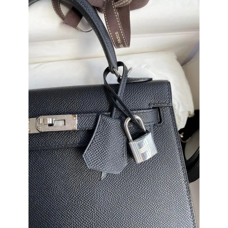 Hermes Epsom Kelly 25cm Sellier Ručně vyrobená černá taška
