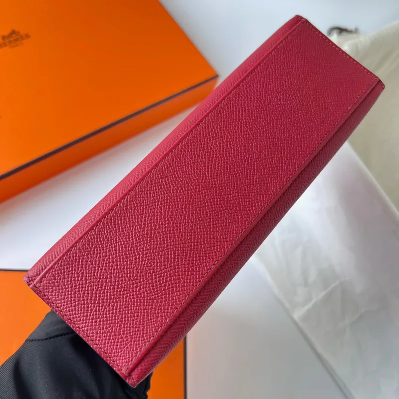 Kelly Pochette Ručně Vyrobená Taška V Rouge Grenat Epsom Telecí Kůže