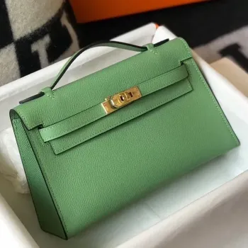 Kelly Pochette Taška v barvě Vert Criquet z Epsom kůže
