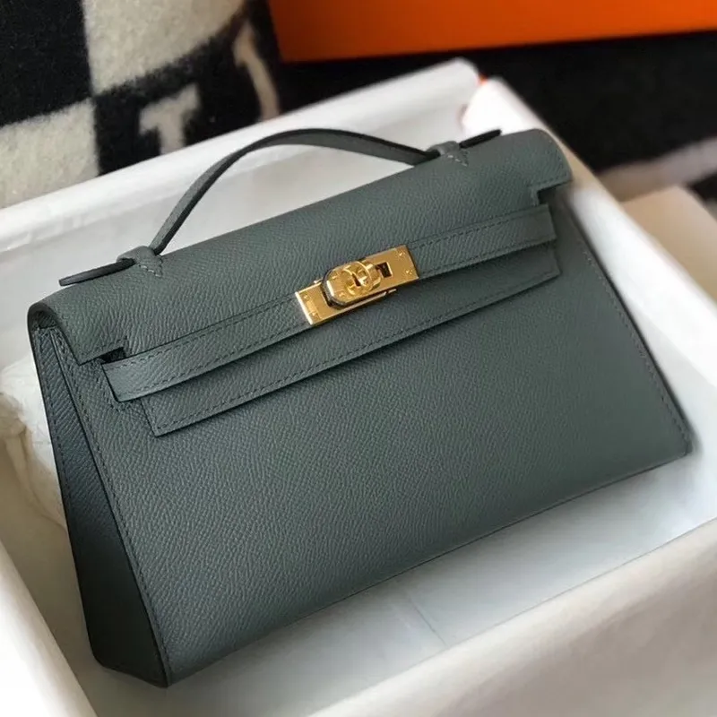 Kelly Pochette Taška v barvě Vert Amande z Epsom kůže