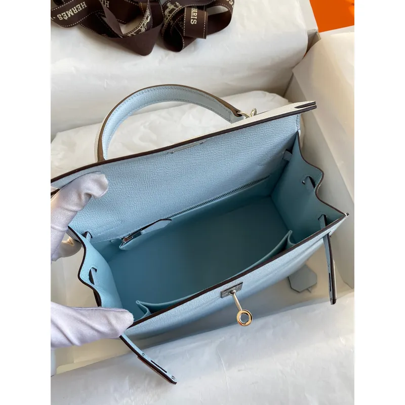 Hermes Epsom Kelly 25cm Sellier Ručně vyrobená Taška Modrá Brume