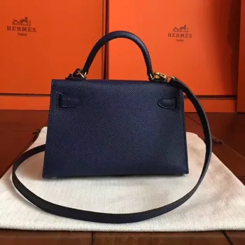 Hermes Sapphire Epsom Kelly Mini II Ručně vyráběná taška