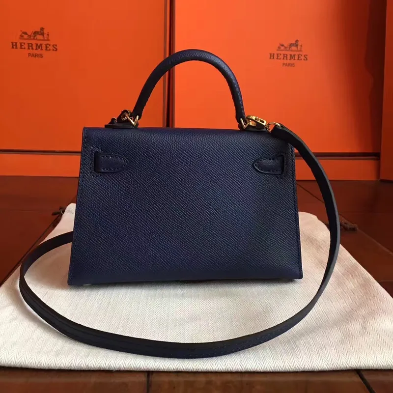 Hermes Sapphire Epsom Kelly Mini II Ručně vyráběná taška