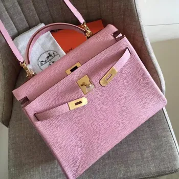 Hermes Pink Clemence Kelly Retourne 32cm Ručně vyráběná taška