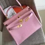 Hermes Pink Clemence Kelly Retourne 32cm Ručně vyráběná taška