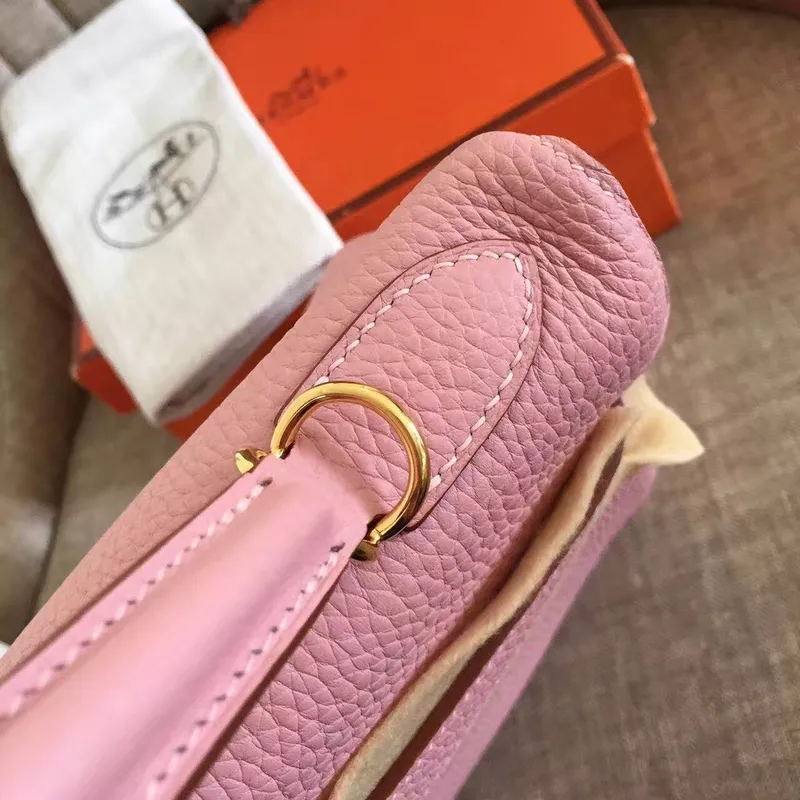 Hermes Pink Clemence Kelly Retourne 32cm Ručně vyráběná taška