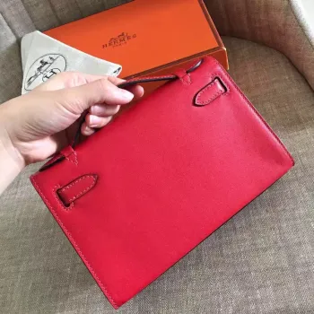 Hermes Red Kelly Pochette Swift Ručně vyrobená taška