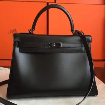 Hermes So Black Box Kelly Retourne 32cm Ručně vyráběná taška