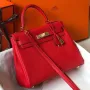 Hermès červená kůže Clemence Kelly 25 cm GHW taška