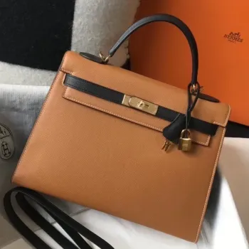 Hermes Bi color Kelly 32cm Epsom taška Zlato/Černá GHW