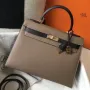 Hermes Bi color Kelly 32cm Epsom taška Taupe/Černá GHW