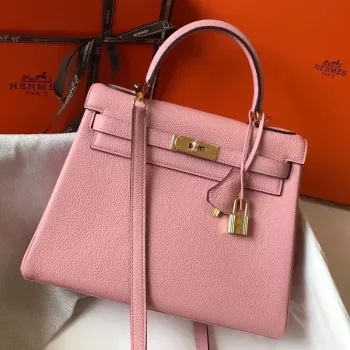 Hermes Pink Clemence Kelly 32cm Retourne Taška