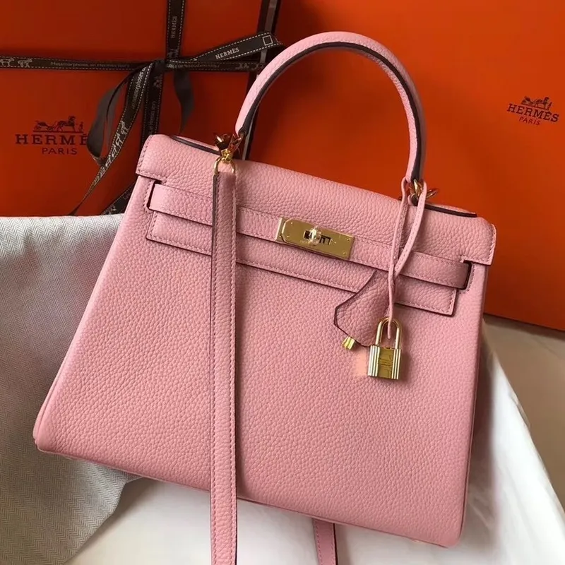 Hermes Pink Clemence Kelly 32cm Retourne Taška