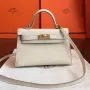 Hermes White Epsom Kelly Mini II Ručně vyráběná taška