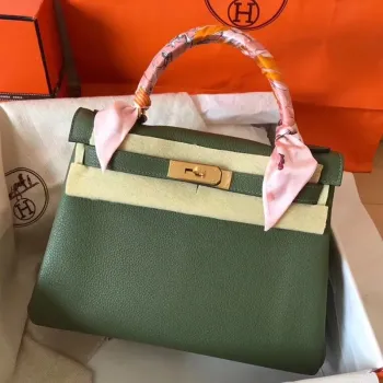 Hermes Canopee Clemence Kelly 28cm Ručně vyráběná taška