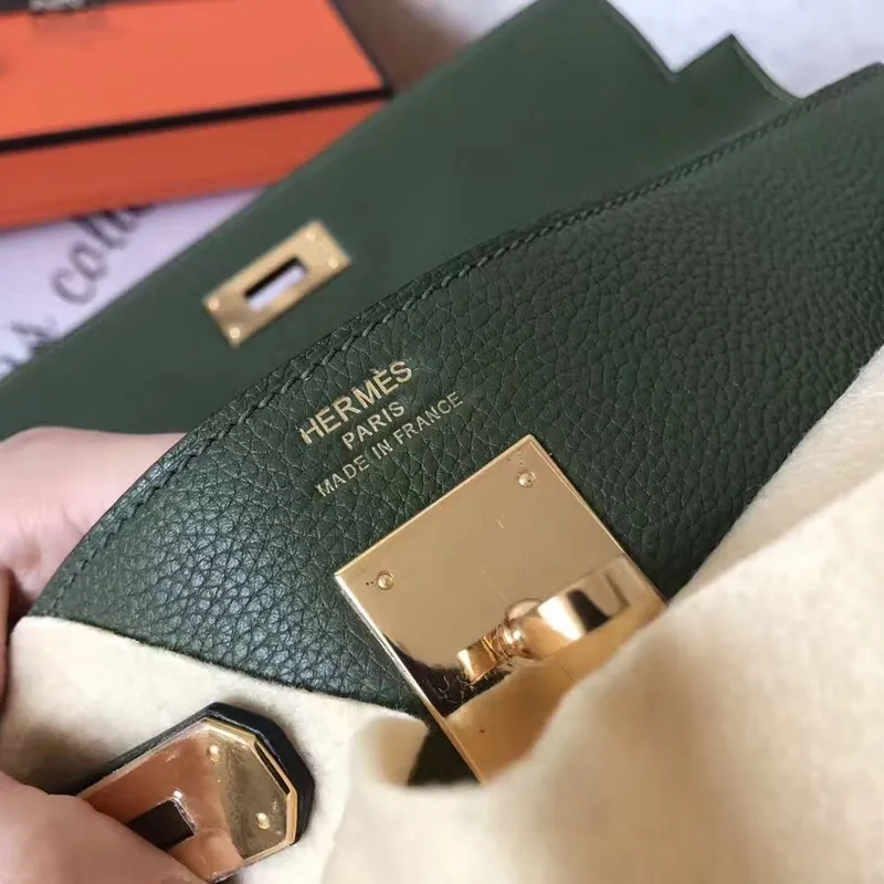 Hermes Canopee Clemence Kelly 28cm Ručně vyráběná taška