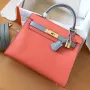 Hermes Bicolor Epsom Kelly 28cm Rose Lipstick Ručně vyráběná taška