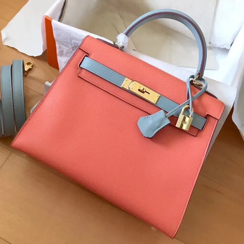 Hermes Bicolor Epsom Kelly 28cm Rose Lipstick Ručně vyráběná taška
