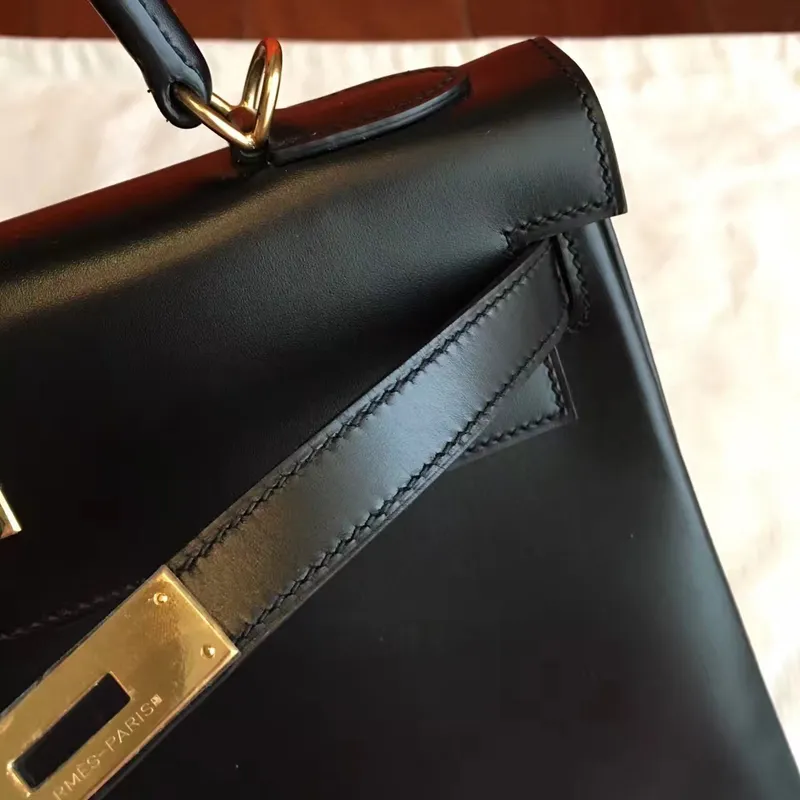 Hermes Black Box Kelly Retourne 32cm Ručně vyráběná taška
