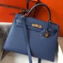 Hermes Modrý Achát Epsom Kelly 32cm Sellier Taška