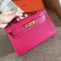 Hermes Rose Red Kelly Pochette Epsom Ručně vyráběná taška