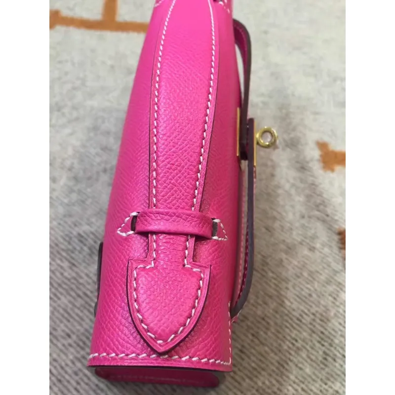 Hermes Rose Red Kelly Pochette Epsom Ručně vyráběná taška