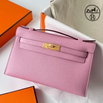 Kelly Pochette Ručně Vyrobená Taška V Mauve Sylvestre Epsom Telecí Kůže