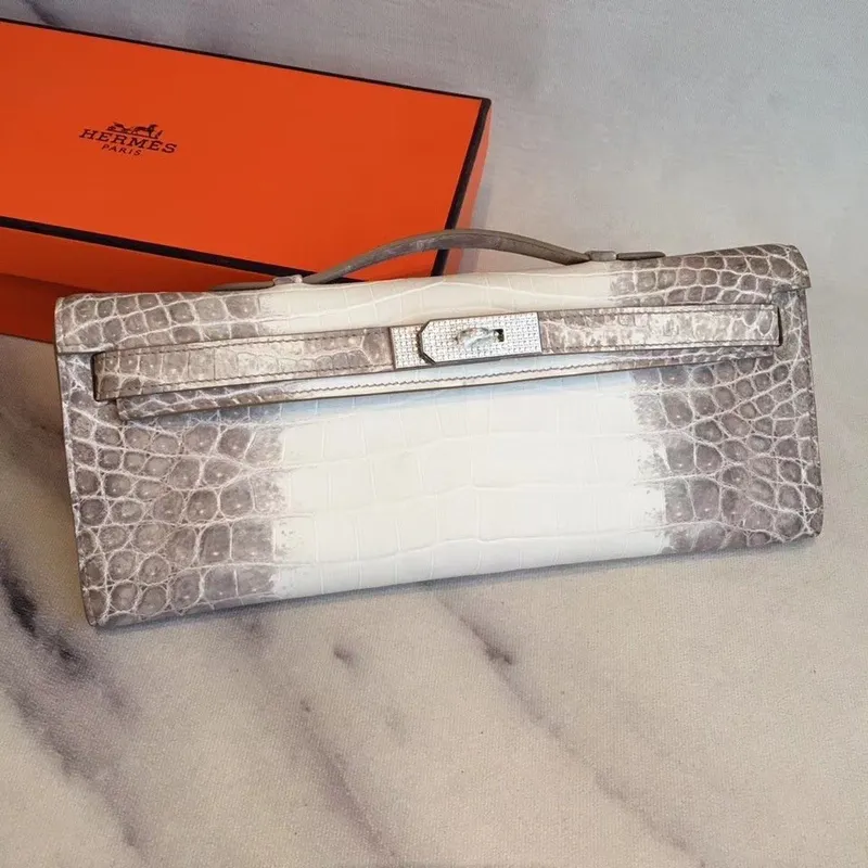 Hermes Diamond Kelly Cut Clutch v kůži krokodýla Niloticus z Himalájí