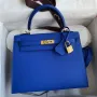 Hermes Epsom Kelly 25cm Sellier Ručně vyrobená Modrá Francie Taška
