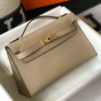 Kelly Pochette Taška v šedém Epsom kůži Tourterelle