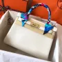 Hermes White Swift Kelly 28cm Ručně vyráběná taška