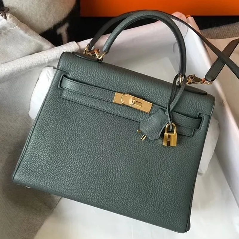 Hermes Vert Amande Clemence Kelly 28cm Taška GHW