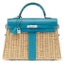 Hermes Blue Picnic Kelly 35cm Košíková Taška