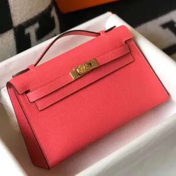 Kelly Pochette Taška v Růžovém Rtěnkovém Epsom Kůži