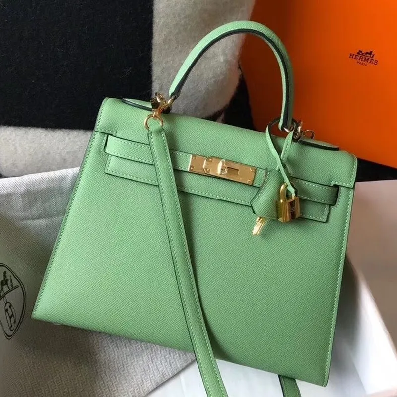 Hermes Vert Criquet Epsom Kelly 25cm Sellier Taška GHW