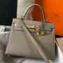 Hermes Gris Asphalt Epsom Kelly 28cm Sellier Taška GHW